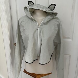 Rain short hooded jacket/ poncho style size medium